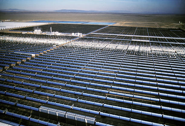 Field Of Solar Panels stock photo