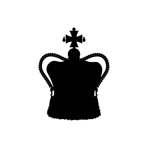 britische krone vektor schwarze silhouette. st edwards crown isoliert auf weißem hintergrund. symbol des britischen vereinigten königreichs und des commonwealth of nations - edward the confessor stock-grafiken, -clipart, -cartoons und -symbole