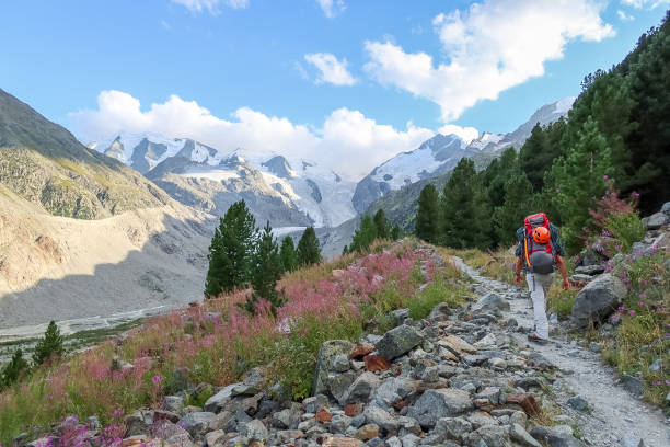 istock Mountain climber hiking path leading to glacier 1470499232
