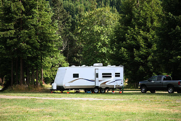 Travel Trailer with Slide Out stock photo