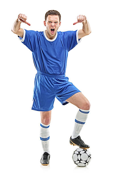 istock Angry soccer player shouting and giving thumbs down 147050600