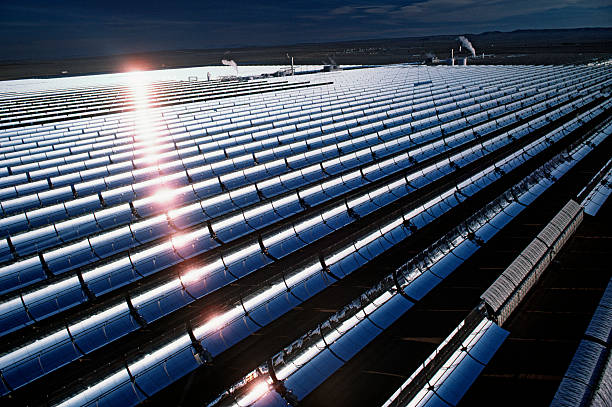 Field Of Solar Panels stock photo