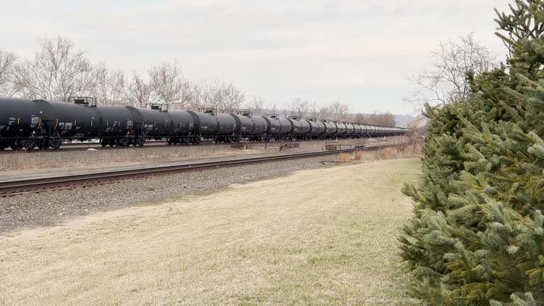 Cargo Train Carries Tankers