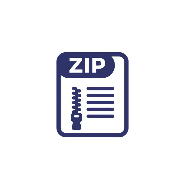 Vector illustration of zip file archive icon on white