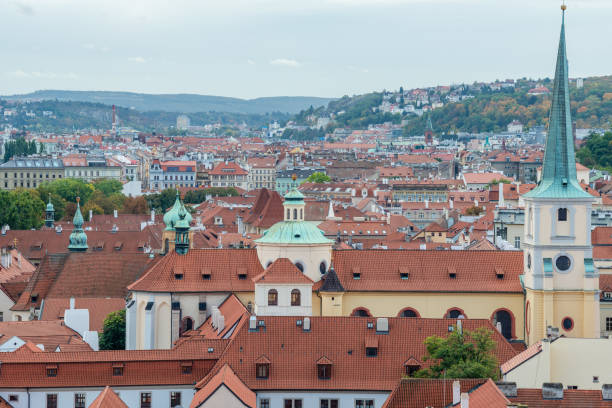 istock Amazing view on tiled roofs in Prague from the top 1470513080