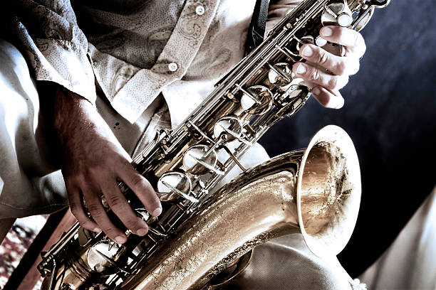istock Artistic shot of man with saxophone 147051527