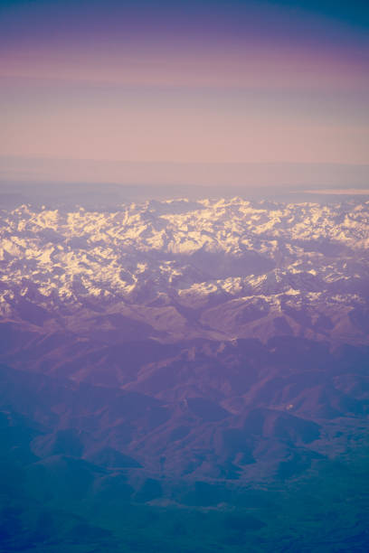 Colorful mountains seen from above. stock photo