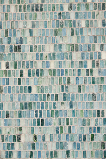 Blue and green rectangle mosaic pieces