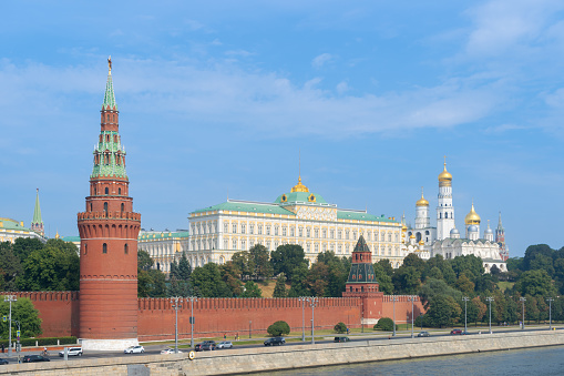 The Kremlin, Moscow. View of the Kremlin Embankment from the Bolshoy Kamenny Bridge.