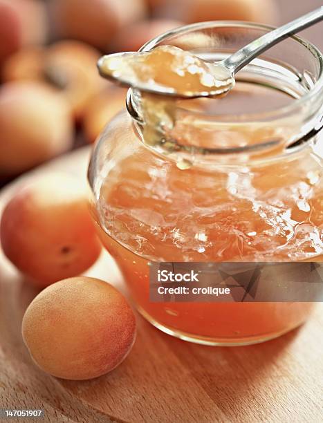 Can Of Apricot Jelly Stock Photo - Download Image Now - Apricot, Breakfast, Bright