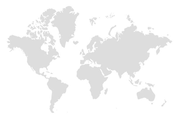 ilustraciones, imágenes clip art, dibujos animados e iconos de stock de mapa gris del mundo sobre fondo blanco. - mapa mundi