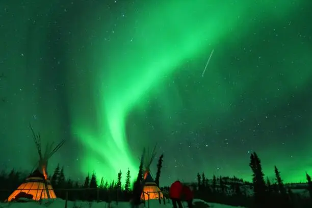 Stunning Aurora Borealis in Whitehorse. Yukon Canada