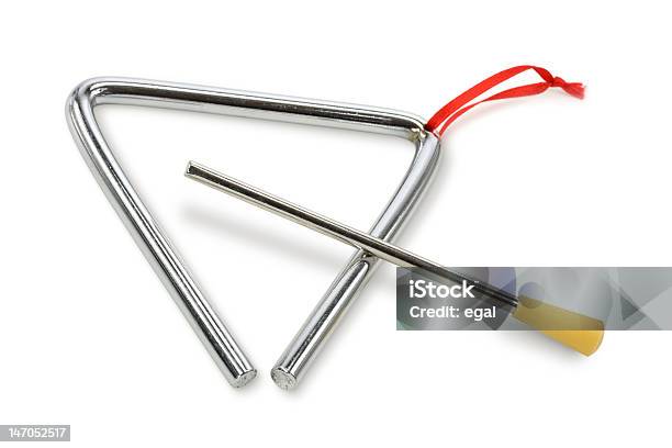 Isolated Image Of A Metal Triangle Stock Photo - Download Image Now - Triangle - Percussion Instrument, Triangle Shape, Musical Instrument