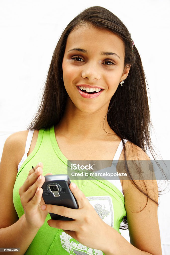 Ragazza carina con Computer palmare - Foto stock royalty-free di Adolescente