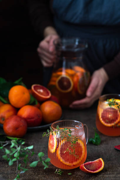 istock Blood Orange lemonade with ice and lemon thyme 1470530770