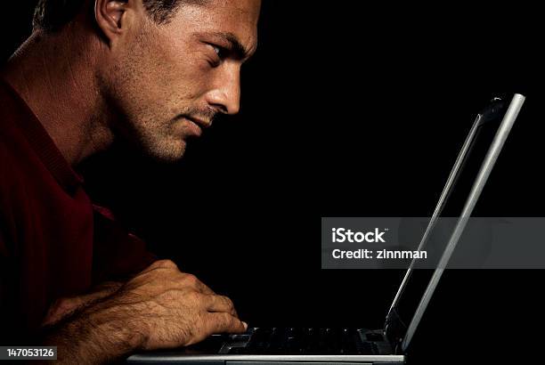 Man Concentrating Stock Photo - Download Image Now - Adult, Computer, Confusion