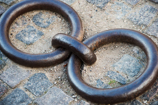 Close up of old lashing lugs. Copenhage, Denmark
