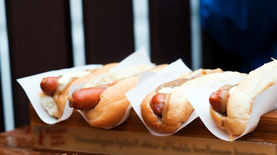 Delicious hot dogs ready to eat. Reykjavik. Iceland