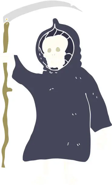 Vector illustration of flat color illustration of spooky death figure