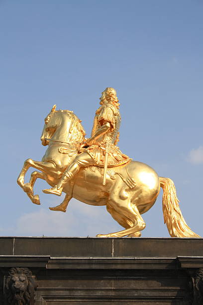 istock statue of golden cavalier 147053587