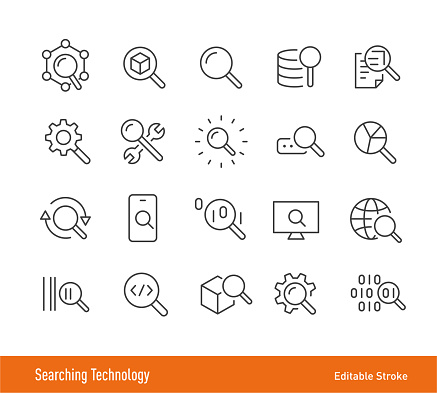 Searching Technology Icons - Editable Stroke - Line Icon Series