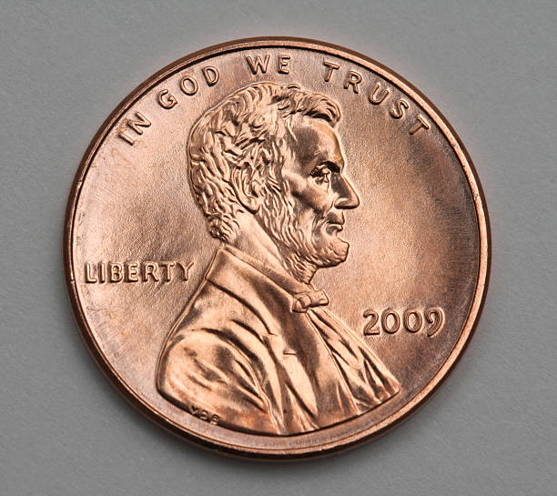 istock Lincoln 2009 US penny on Grey Background 147053776