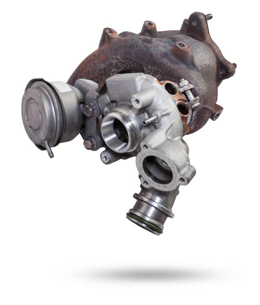 istock Turbo charger installed for power booster torque drive on white isolated background. Auto service industry for racing. 1470539251