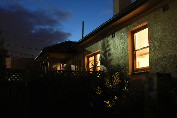 Sydney Suburb Family House late night at Dawn stock photo