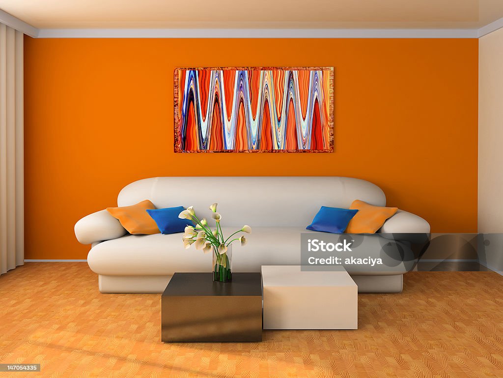 Drawing room White sofa in a drawing room 3d image Blue Stock Photo