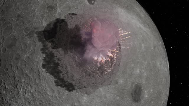 Massive explosion over moon surface