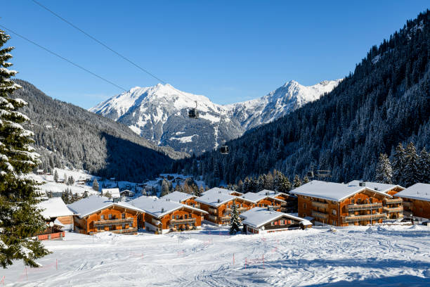 istock Winter landscape in a ski resort with snowcapped mountains 1470547780