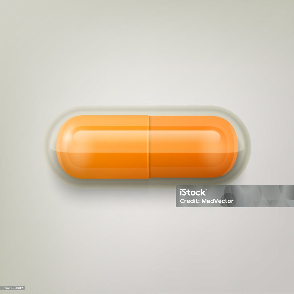 Uront Capsule Vector 3d Realistic Orange Pharmaceutical Medical Pill Capsule Tablet ...