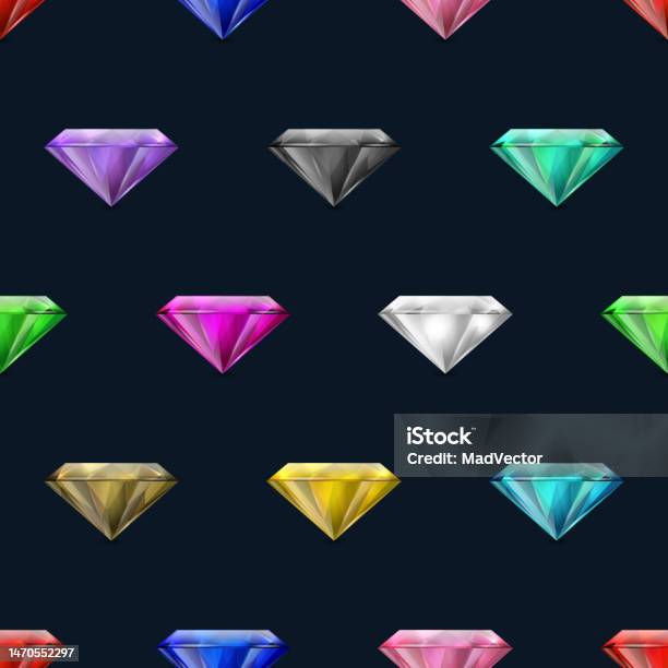 Triangle Crystal Pattern Vector Seamless Pattern With Multi Colored 3d Realistic Transparent ...