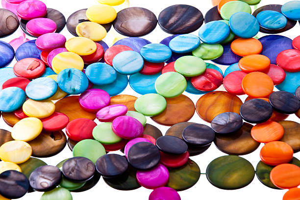 istock The threads of multicolored round nacre 147055349