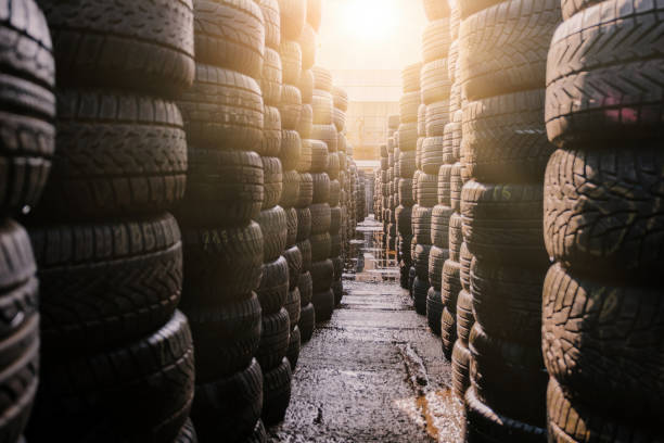 istock Stack of tires for sale in warehouse 1470553918
