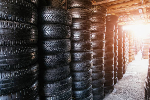 istock Stack of tires for sale in warehouse 1470554090