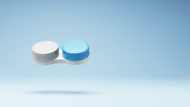 Contact Lens Case Spinning on Studio Blue Background