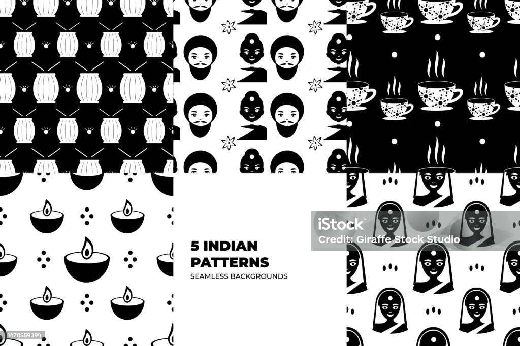 Indian Body Patterns Indian Pattern Set Stock Illustration - Download Image Now - Abstract ...