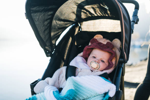 istock Infant girl in stroller outdoors wind 1470559528