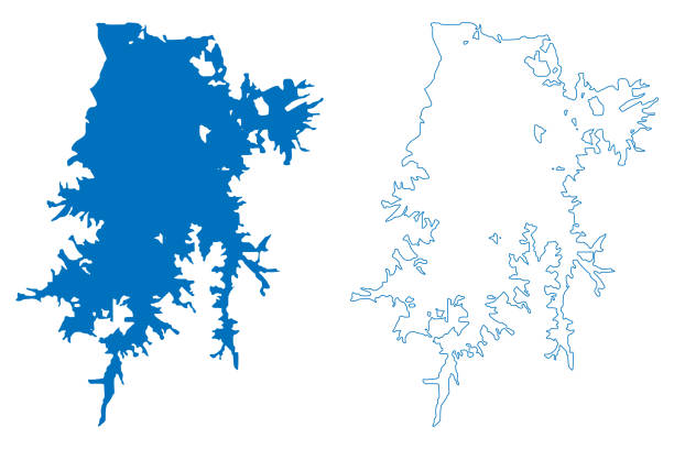 Lake Brokopondo Reservoir (South America, Republic of Suriname) map vector illustration, scribble sketch Professor Doctor Ingenieur W. J. van Blommestein Meer or Brokopondostuwmeer Dam map Lake Brokopondo Reservoir (South America, Republic of Suriname) map vector illustration, scribble sketch Professor Doctor Ingenieur W. J. van Blommestein Meer or Brokopondostuwmeer Dam map ingenieur stock illustrations