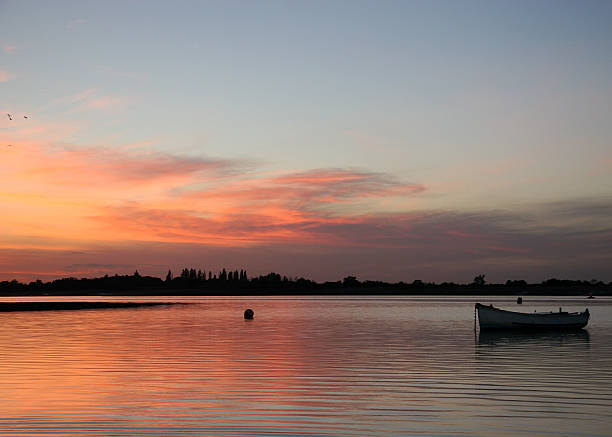 boat on the river at sunset on the River Blackwater