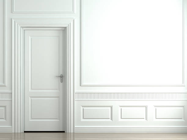 istock white classic wall with door 147056474