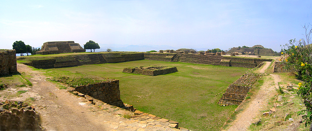 Monte Alban, located near Oaxaca City, Mexico is an important archaeological site that reached its peak during the Zapotec period but is believed to have been founded by the Olmec people.