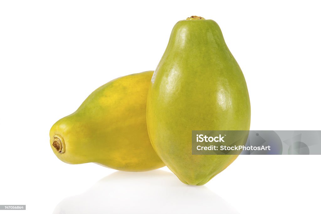 papayas maduro isolado no fundo branco - Foto de stock de Alimentação Saudável royalty-free