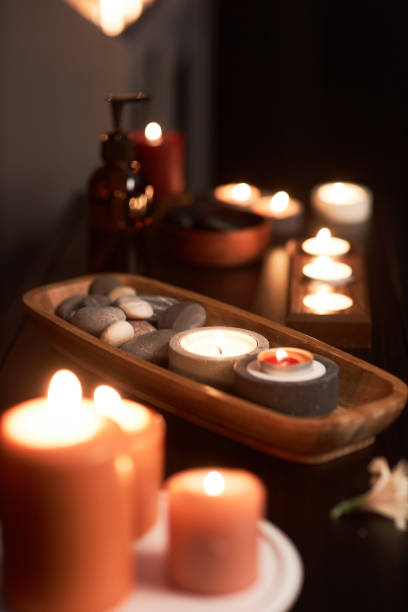 istock Bowl with Stones and Burning Candles 1470570588