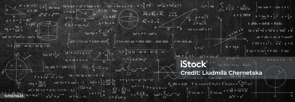 Algebra Math Profile Many Different Math Formulas Written On Blackboard Algebra And Geometry ...
