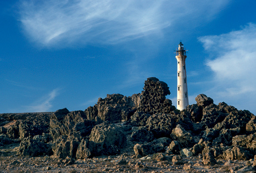 Rocky shoreline at Pigeon Point Lighthouse, California