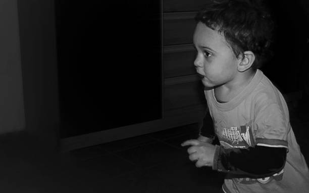istock Boy - Running - Room - House - Black And White 1470570790