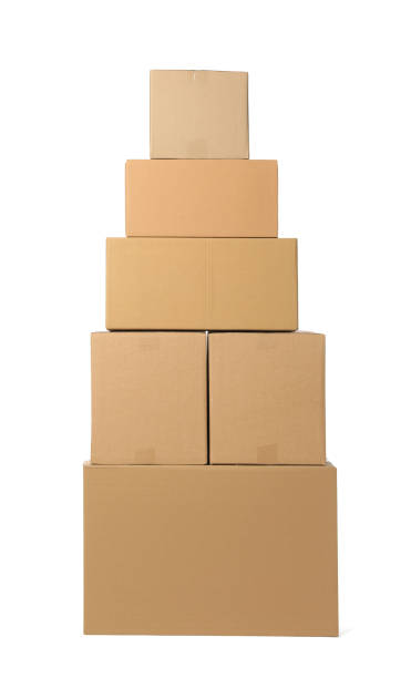 istock Many closed cardboard boxes on white background. Delivery service 1470572388