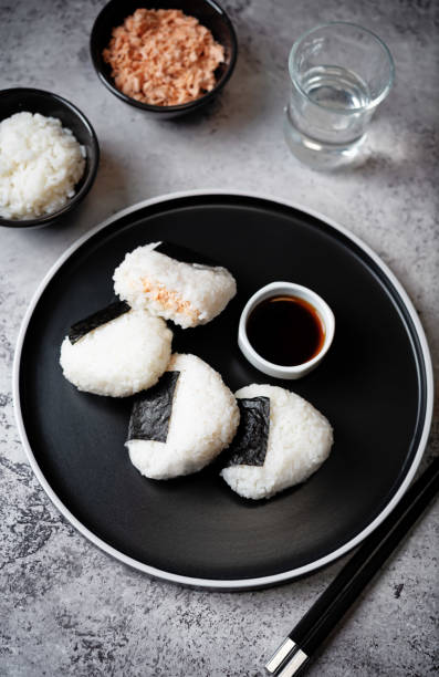 istock Onigiri, Japanese triangular rice balls stuffed with salmon 1470572586